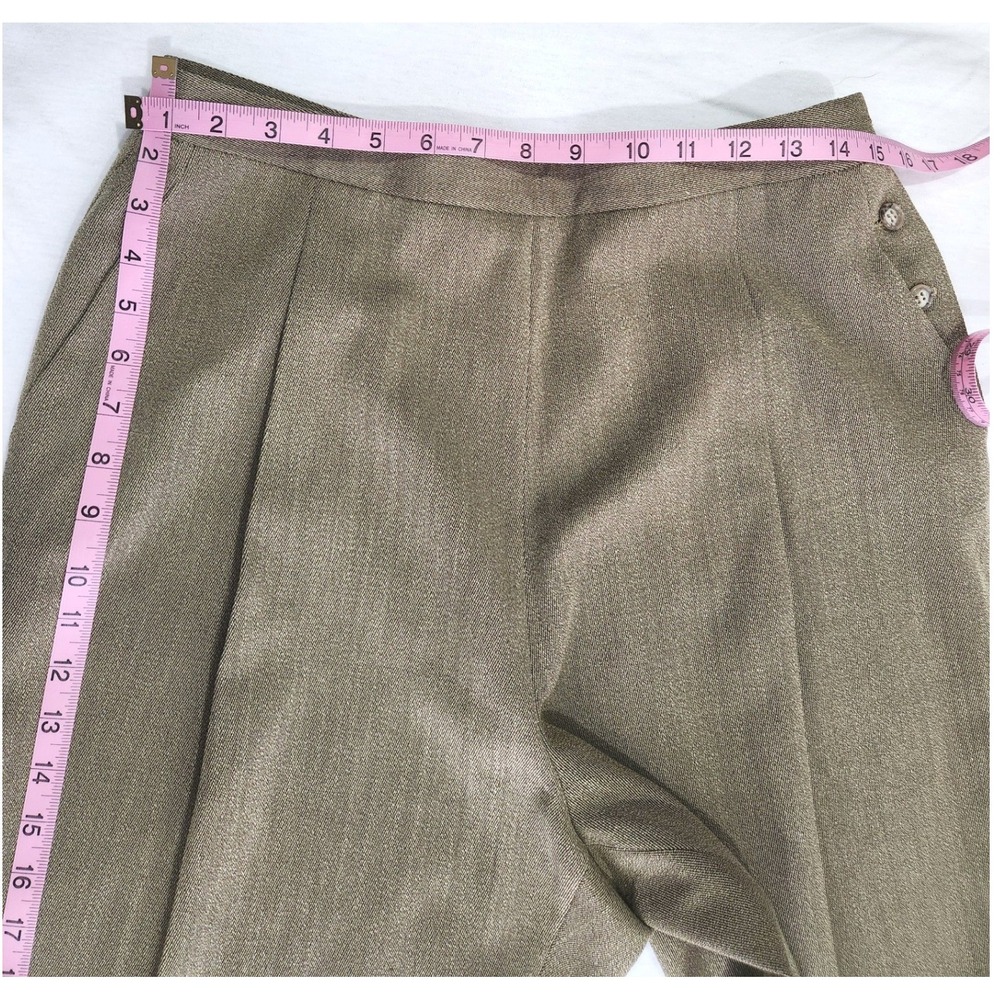 Vintage Burberrys Virgin Wool High Waist Tapered Trousers Olive Drab Size 14 - Picture 7 of 9